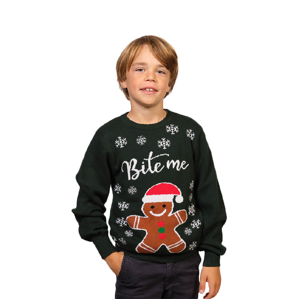 Rodzinny Sweter Świąteczny Bawełny Organicznej Piernikowym Ludzikiem dzieci