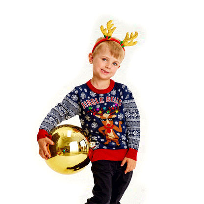 Rodzinny Sweter Świąteczny z Lampkami LED Jingle Bells chlopiec