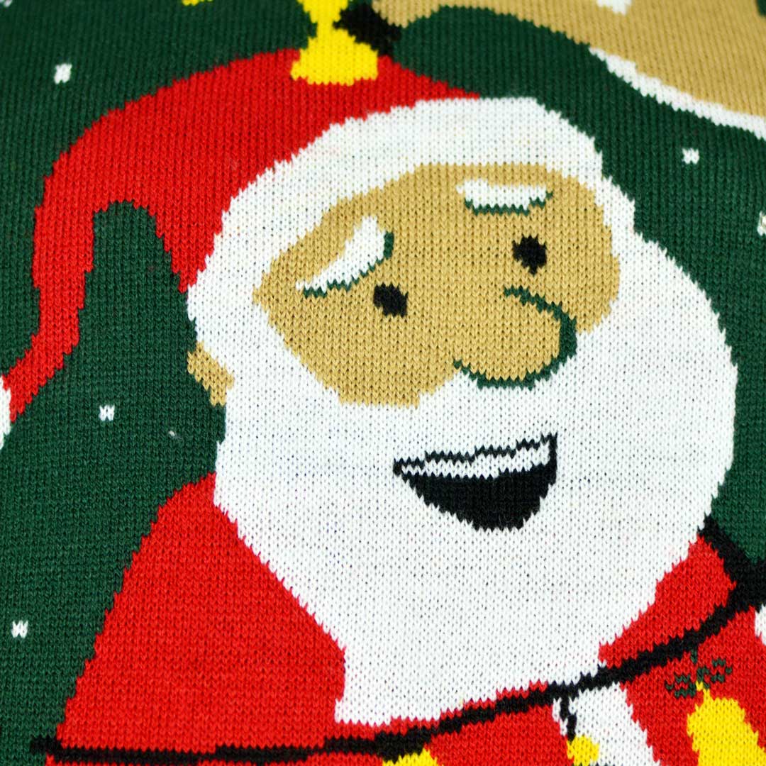 Rodzinny Sweter Świąteczny z Lampkami LED z Świętym Mikołajem związany Szczegół 