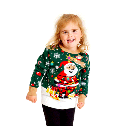 Rodzinny Sweter Świąteczny z Lampkami LED z Świętym Mikołajem związany