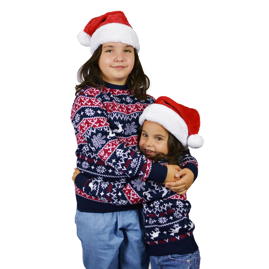 Rodzinny Sweter Świąteczny z Reniferami i Motywami Bożonarodzeniowymi Dzieci