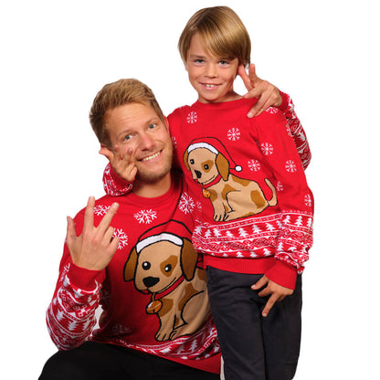 Rodzinny Sweter Świąteczny z Szczeniak meskie