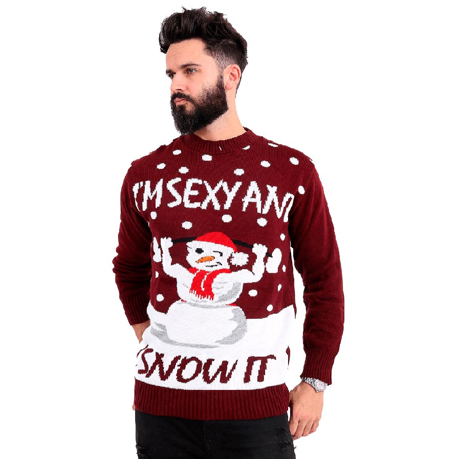 Sweter Świąteczny Bałwankiem Seksowny-meskie