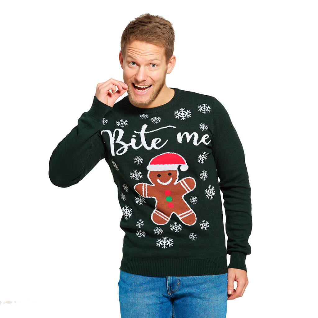 Sweter Świąteczny z Bawełny Organicznej z Piernikowym Ludzikiem meskie