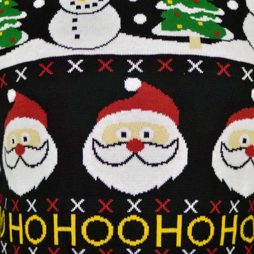 Sweter Świąteczny z Bawełny Organicznej ze ŚW Mikołaj, Prezenty i Bałwankiem Szczegół 