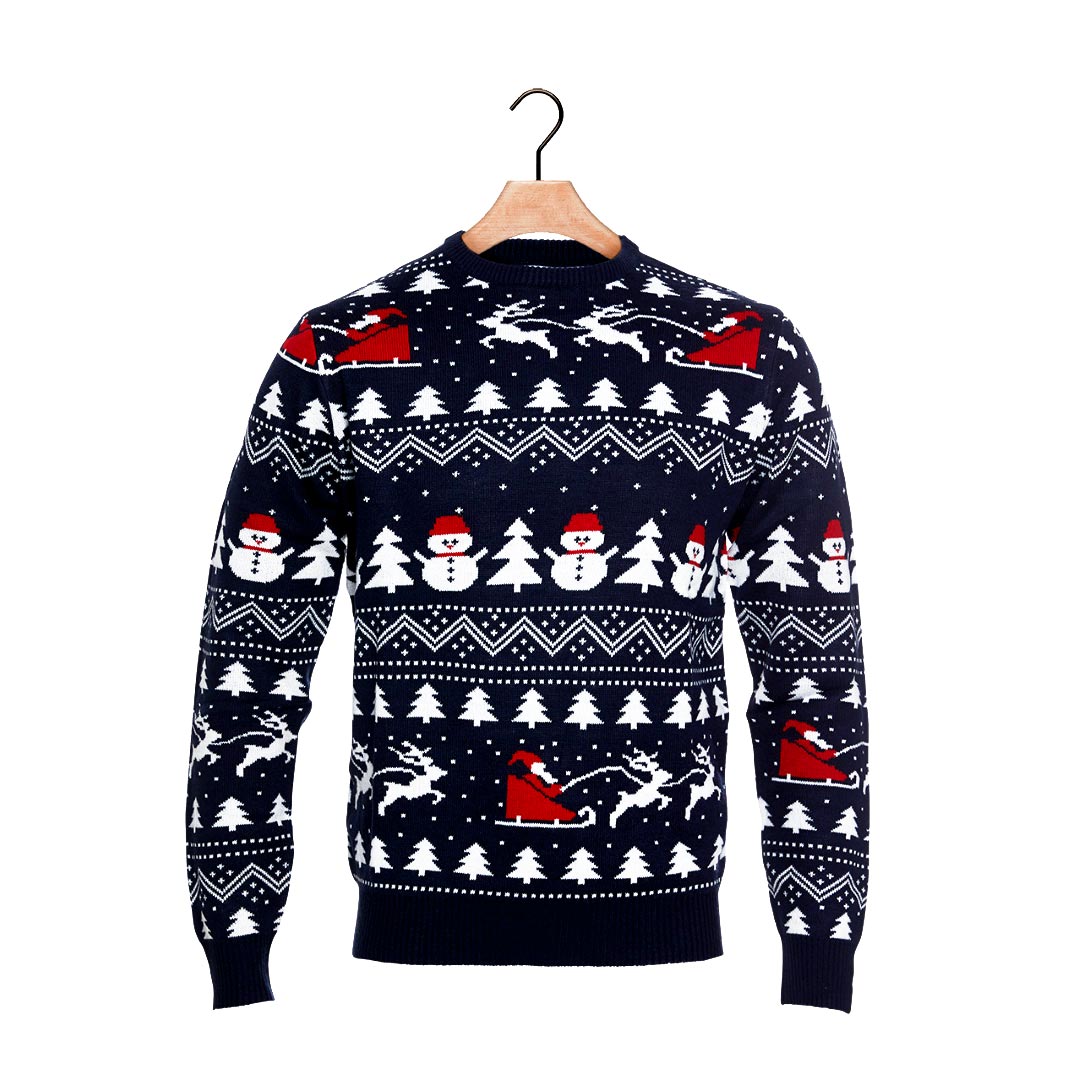 Sweter Świąteczny Bawełny Organicznej Choinkami Bałwankiem ŚW Mikołaj