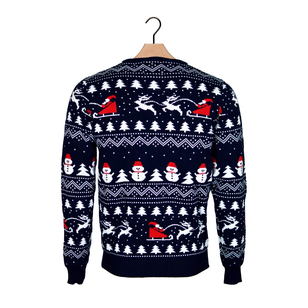 Sweter Świąteczny Bawełny Organicznej Choinkami Bałwankiem ŚW Mikołaj z powrotem