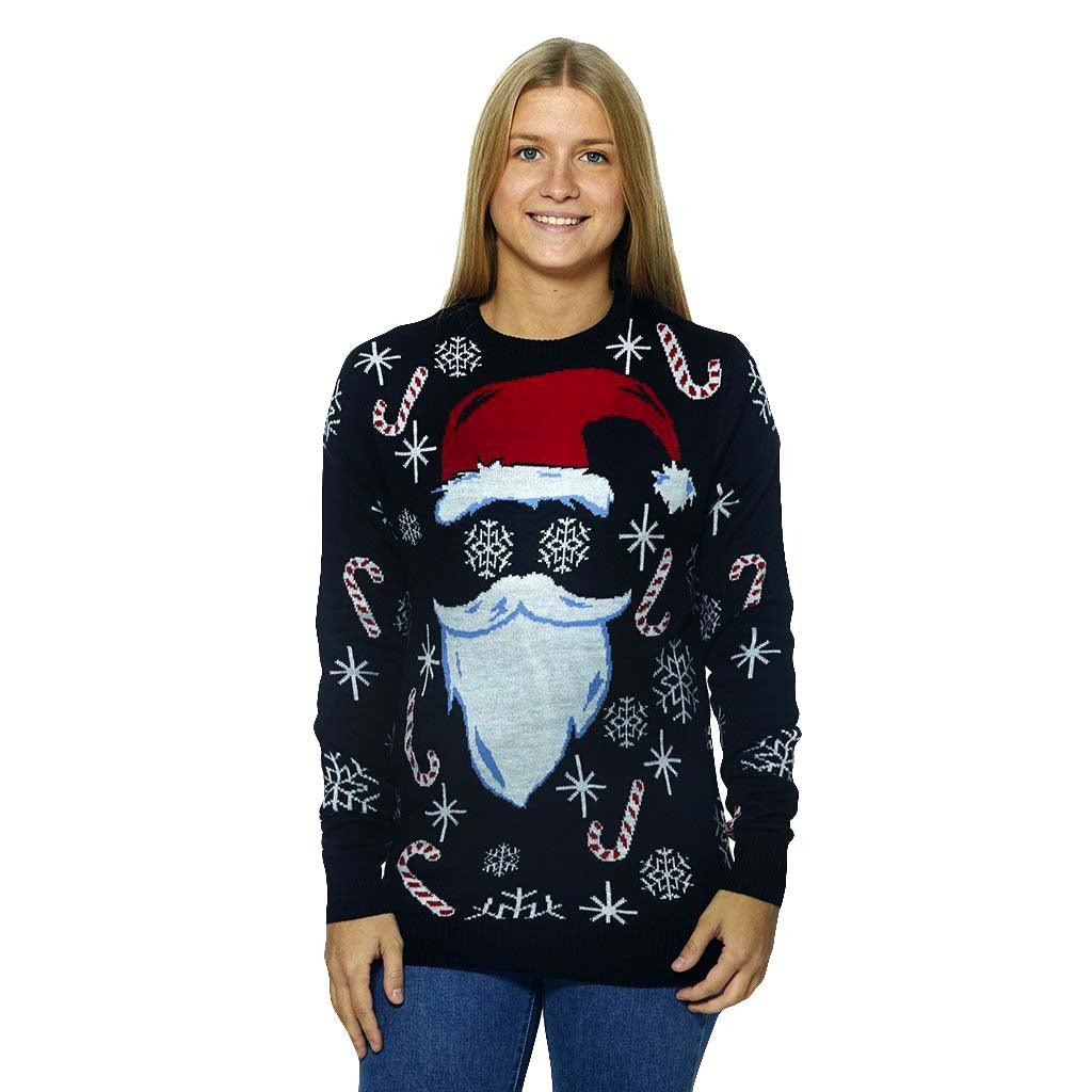 Sweter Świąteczny ze Czarny Świętym Mikołajem damskie