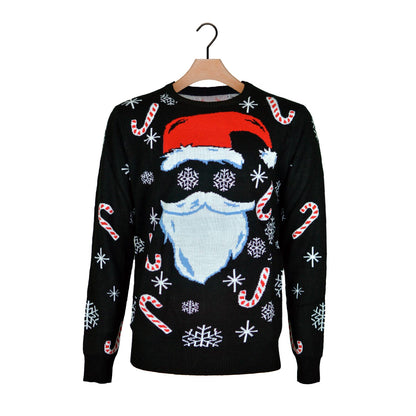 Sweter Świąteczny ze Czarny Świętym Mikołajem