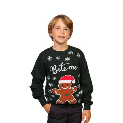 Sweter Świąteczny dla Dzieci Bawełny Organicznej Piernikowym Ludzikiem