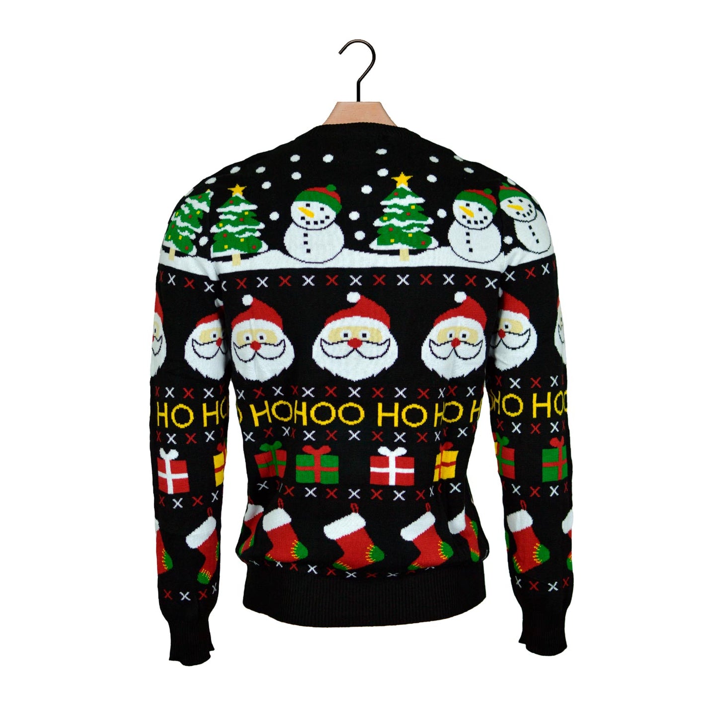 Sweter Świąteczny dla Dzieci z Bawełny Organicznej ze ŚW Mikołaj, Prezenty i Bałwankiem z powrotem