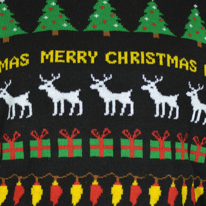 Sweter Świąteczny dla Dzieci z Choinkami, Reniferami i Prezentami Szczegół 