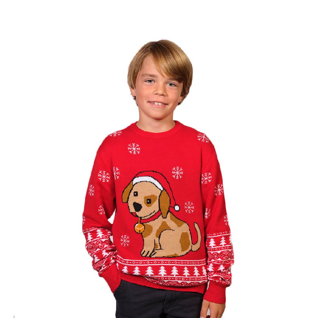 Sweter Świąteczny dla Dzieci z Szczeniak chlopiec