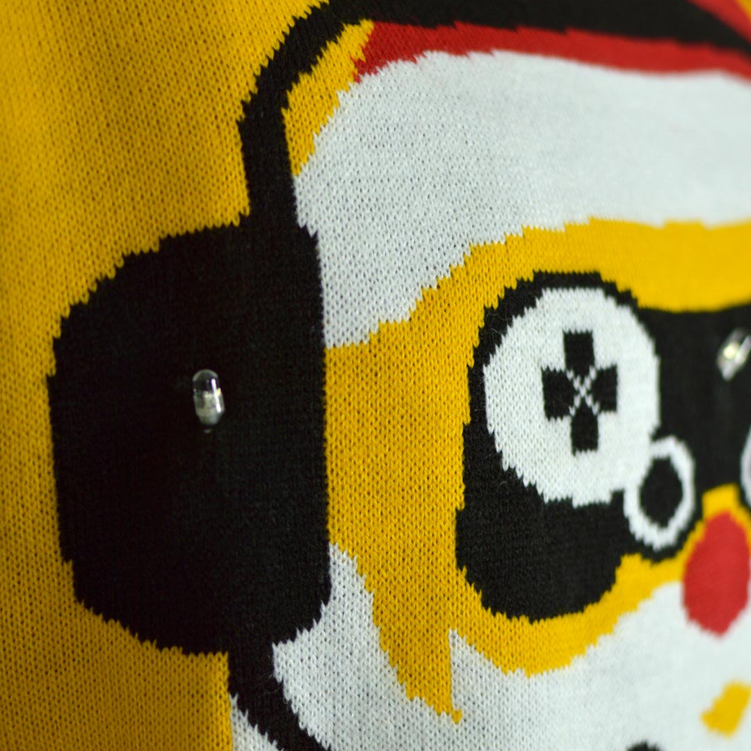 Sweter Świąteczny z Lampkami LED z Świętym Mikołajem Gamer Szczegół