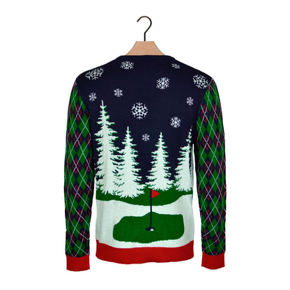 Sweter Świąteczny z Lampkami LED ze Świętym Mikołajem Golf z powrotem
