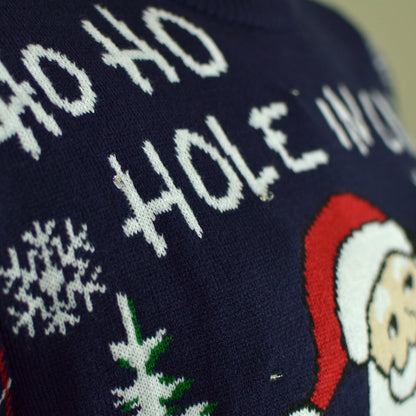 Sweter Świąteczny z Lampkami LED ze Świętym Mikołajem Golf Szczegół śnieg