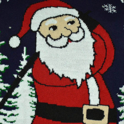 Sweter Świąteczny z Lampkami LED ze Świętym Mikołajem Golf  Szczegół