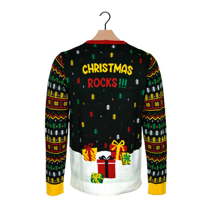 Sweter Świąteczny z Lampkami LED z Świętym Mikołajem Rocker z Powrotem