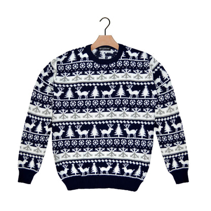 Sweter Świąteczny w Paski z Reniferami i Choinkami 2021