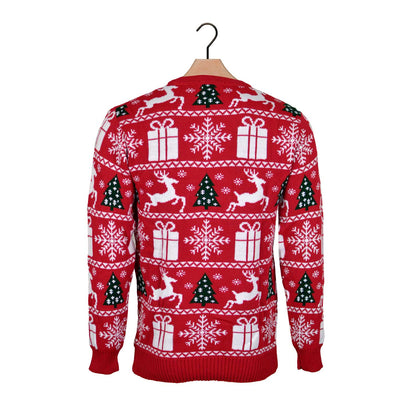 Sweter Świąteczny z Reniferami, Choinkami i Prezentami powrotem