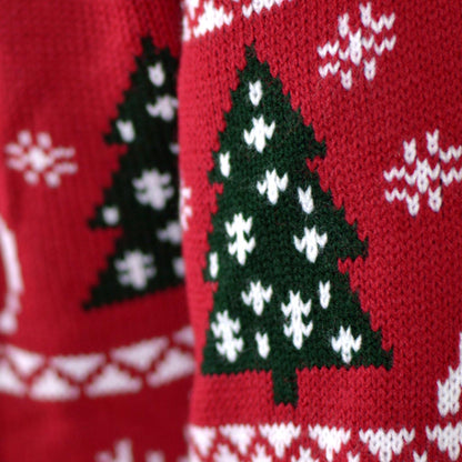 Sweter Świąteczny z Reniferami, Choinkami i Prezentami szczegol
