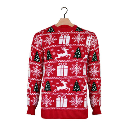 Sweter Świąteczny z Reniferami, Choinkami i Prezentami