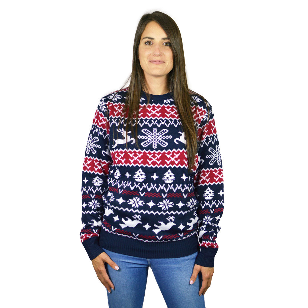 Sweter Świąteczny z Reniferami i Motywami Bożonarodzeniowymi Damskie
