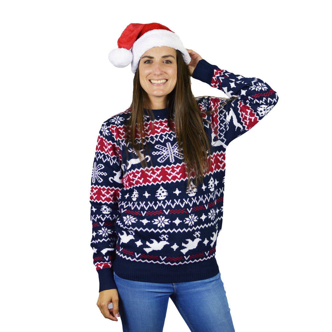 Sweter Świąteczny z Reniferami i Motywami Bożonarodzeniowymi Damskie