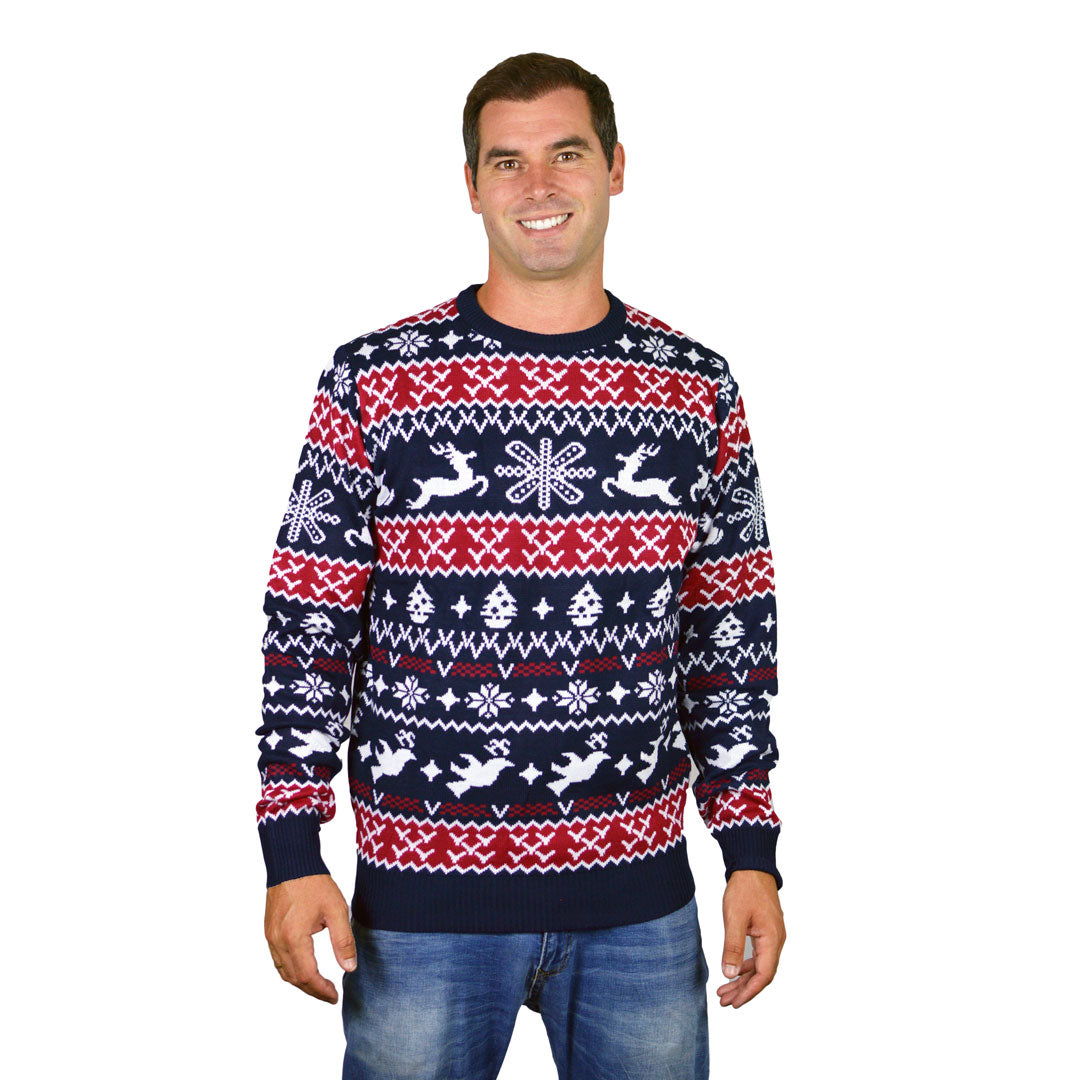 Sweter Świąteczny z Reniferami i Motywami Bożonarodzeniowymi Meskie