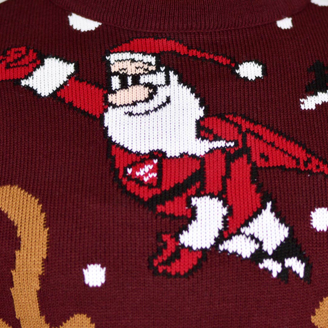 Sweter Świąteczny z Reniferem Batman i Świętym Mikołajem Superman szczegol
