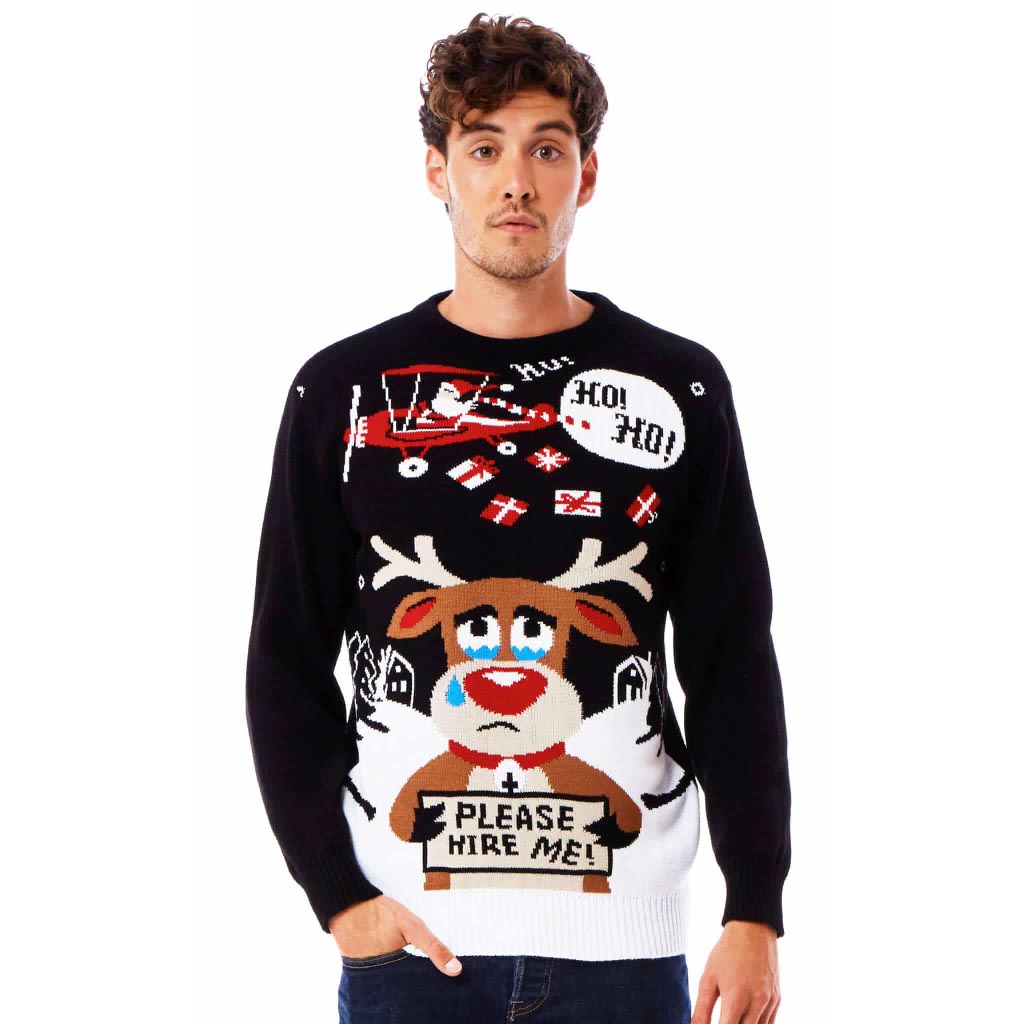 Sweter Świąteczny z Reniferem Szukać Pracy meskie