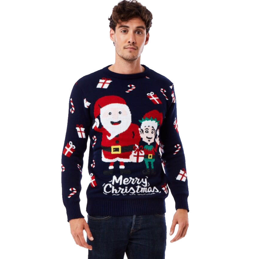 Sweter Świąteczny ze Świętym Mikołajem i Elf meskie