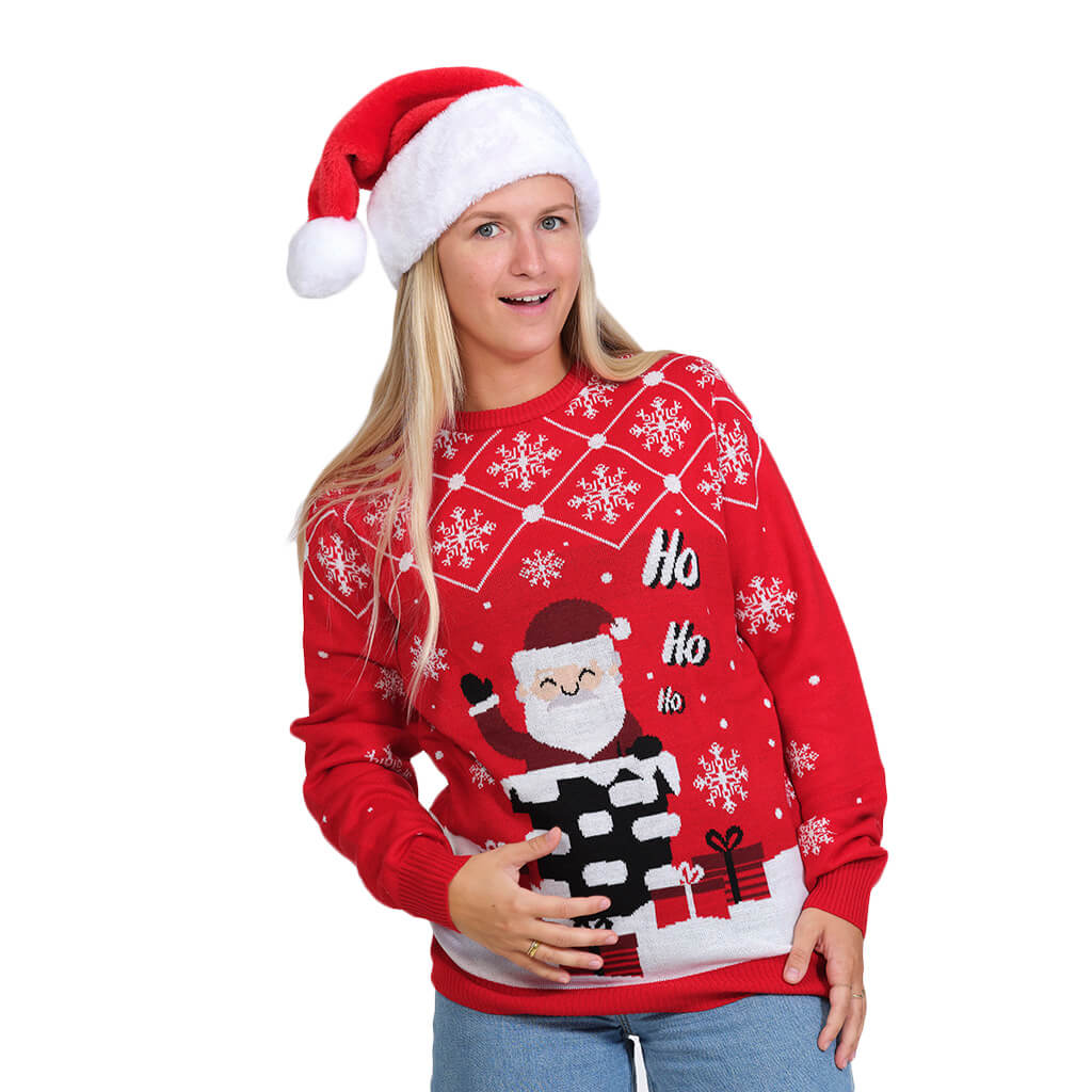 Sweter Świąteczny z Świętym Mikołajem w Kominie damskie