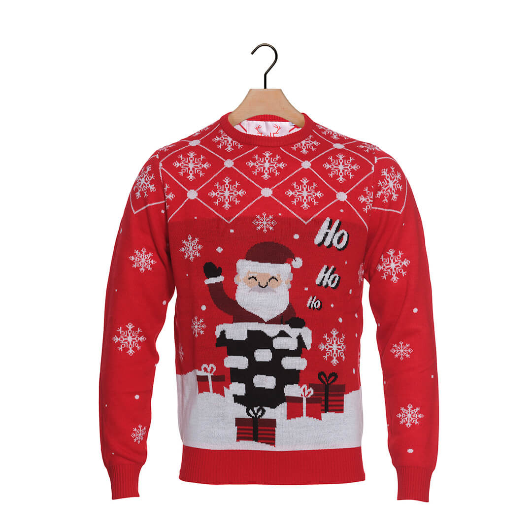 Sweter Świąteczny z Świętym Mikołajem w Kominie