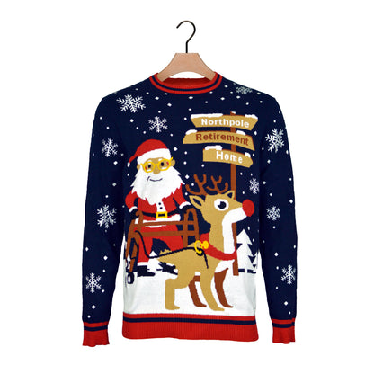 Sweter Świąteczny Świętym Mikołajem z Walkerem na drodze do Emerytury