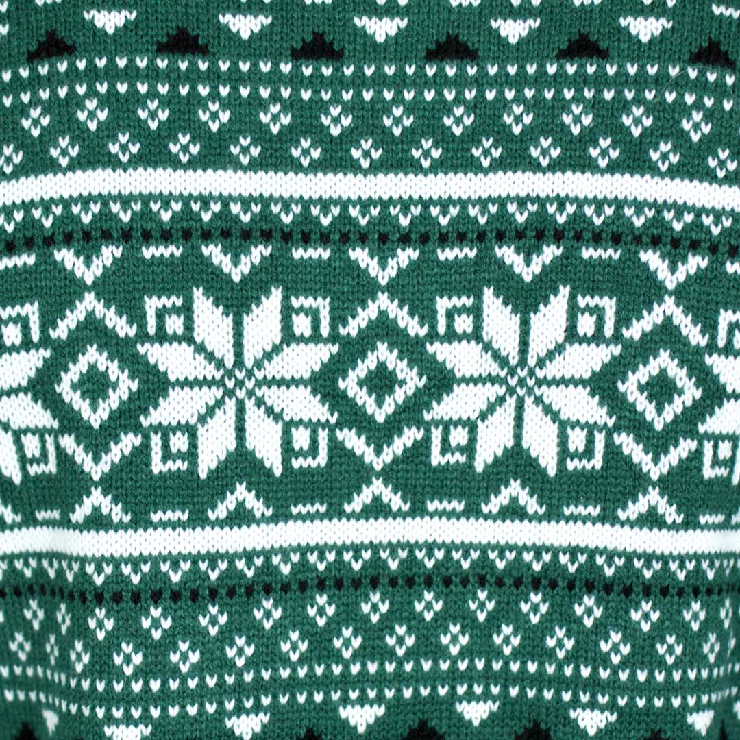 Zielony i Biały Sweter Świąteczny Elegancki Szczegol
