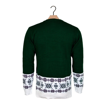 Zielony Sweter Świąteczny z Reniferem łyżwiarstwo powrotem
