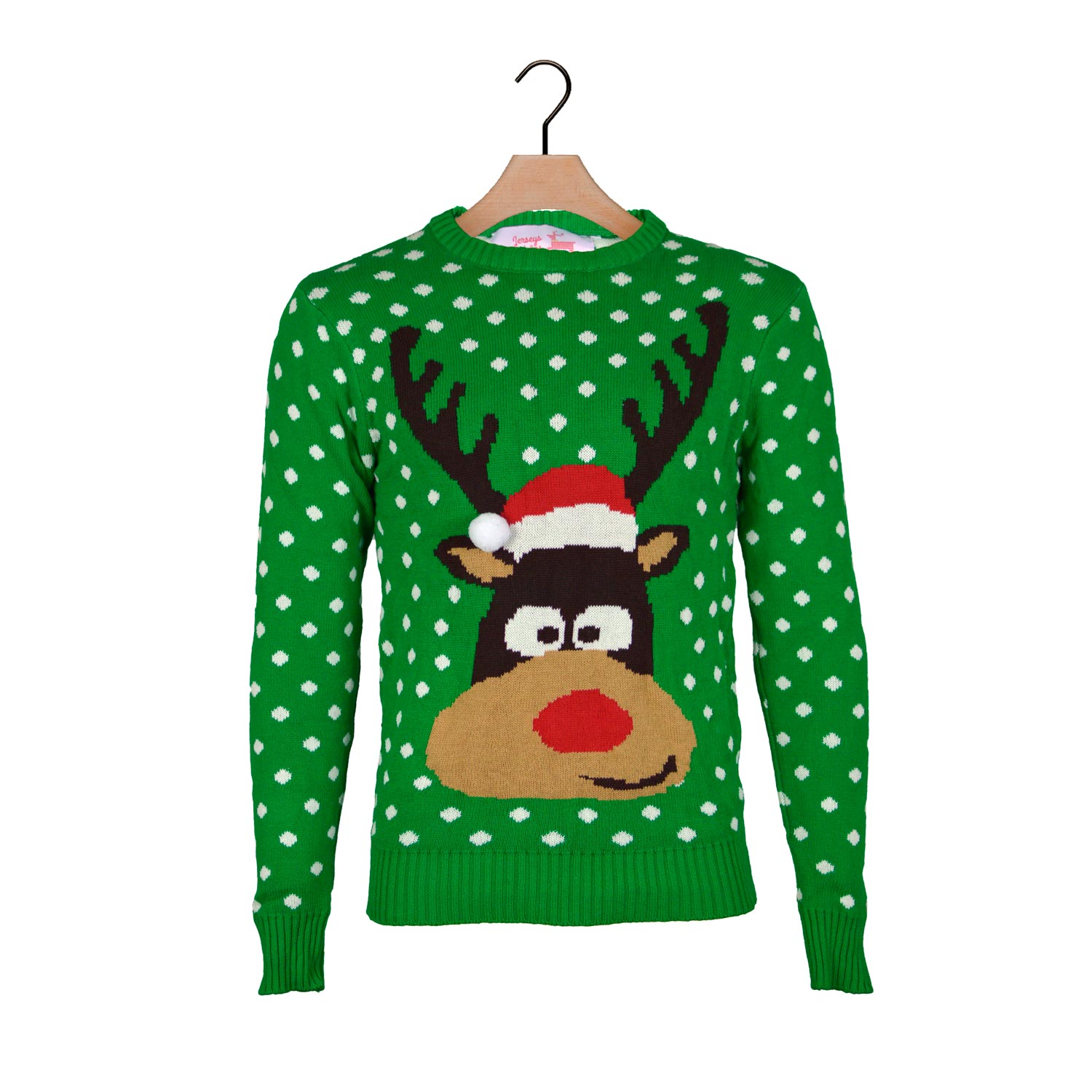 Zielony Sweter Świąteczny z Rudolf Czerwononosy Renifer 3D